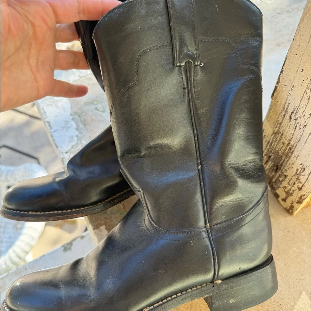 tony lama boys 5.5 B black cowboy boots